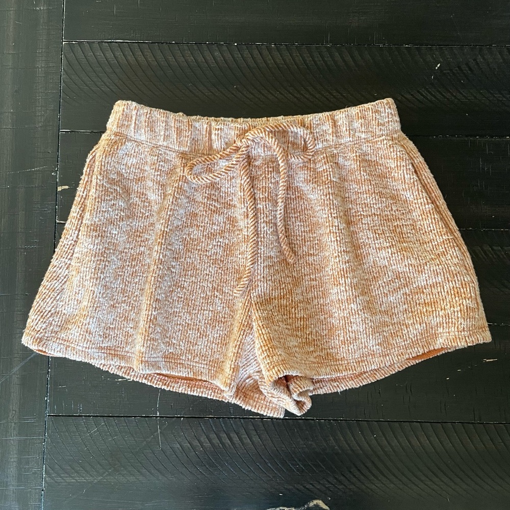 Luca + Grae elastic tie waist lounge shorts in orange. SOFT ribbed terry cloth!